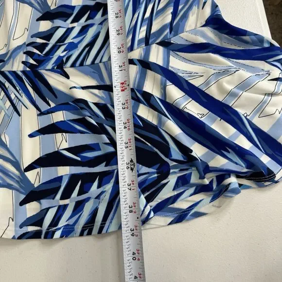 Eliza J Womens Dress 4 Blue Palm Leaf Jersey Knit Ruched Tropical Resort Vacay - Picture 7 of 12